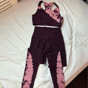 electric & rose leggings (xs) and crop top (small) burghundy